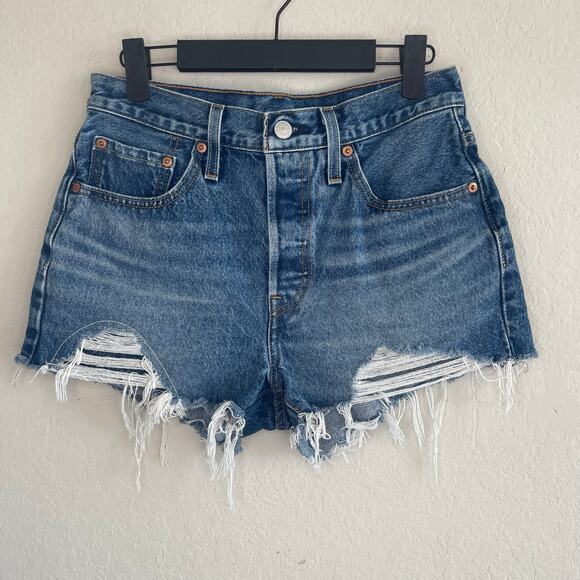 Levi’s 501 Denim Cut-Off Shorts Button Fly Cotton - Size 27 - Picture 1 of 5